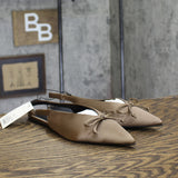 A New Day Womens Camille Satin Slingback Bow Flats 94648293 Brown 7.5M