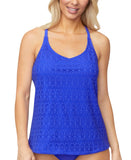 Island Escape Womens Crochet Underwire Tankini Top N760163 Blue 6