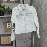 Style & Co. Womens Button Up Classic Denim Trucker Jacket Tropic Blue M