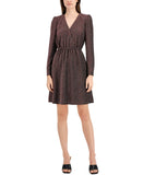 Inc International Concepts Womens Metallic Knit A-Line Dress Black Fire Red 14