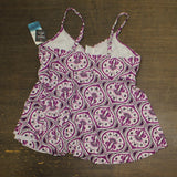 Swim Solutions Womens Tiletale V-Neck Tankini Swim Top 806834 Magenta Purple 18