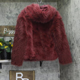 Wild Fable Short Faux Fur Jacket with Hook Closure and Shawl Collar Maroon Red L