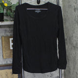 Cuddl Duds Womens Smooth Stretch Thermal Scoop Neck Knit Long Sleeve Top Black L