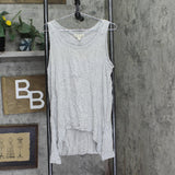 Pink Rose Juniors Side-Slit Handkerchief-Hem Sharkbite Tank Top Heather Gray M