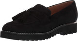 Franco Sarto Womens Carolynn Lug Sole Loafer with Tassel Detail Black Suede 8.5M