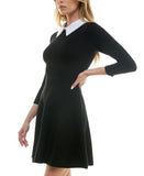 BCX Juniors Pearl-Collar 3/4 Sleeve Dress 1104M8M Black XS