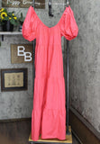 Wild Fable Women's Short Sleeve Tiered Poplin Maxi Dress 78810079 Coral Pink XL