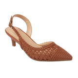 Universal Thread Woven Slingback Pointed-Toe Kitten Heels Cognac Brown 6.5M