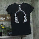 La Pop Art Graphic Headphones Word Art T-Shirt 263106 Black S