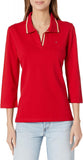 Tommy Hilfiger Women's 3/4 Sleeve Johnny Collar Polo Shirt J2XH0447