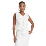 Universal Thread Womens V-Neck Denim Vest 89874072 White XS