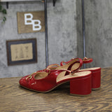 A New Day Square-Toe Mary Jane Block Heel Slingback 94305220 Red 7.5M