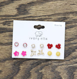 Ivory Ella Floral Rhinestone Stud Earrings Gold / Multi Red Yellow Pink