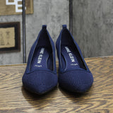 Anne Klein Womens Rebecca Pump Heeled Shoes REBE02F9 Navy Knit Blue 8.5M