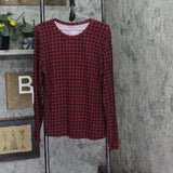 Cuddl Duds with Stretch Long Sleeve Crew Neck Top Rhubarb Buffalo Red XL