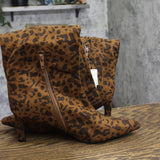 A New Day Justice Leopard Print Mid-Calf Heeled Boots 94568749 Light Brown 8.5M