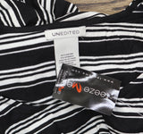 Unedited By Teeze Me Striped Short Sleeve Knit A-Line Dress Black / White XXS