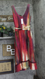 DKNY Abstract Midi V-Neck Belted Dress P5EBTBEK Brush Stroke Brown Multi 6