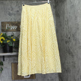 Aqua Cotton Maxi A-Line Eyelet Skirt AQ9697 Butter Yellow M