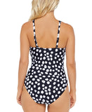 Island Escape Monterey Printed Convertible One-Piece Swimsuit Black / White 8
