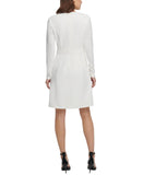 DKNY Womens V-Neck Faux Wrap D-Ring Fit & Flare Dress DD9J2000 White 12