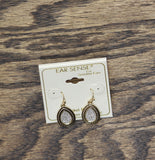 Ear Sense Dangly Teardrop Silhouette Glitter Drop Earrings Gold / Silver Gray 1"