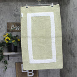 Better Trends Rectangle Textured Patterned Cotton Bath Rug Green / White 22x35