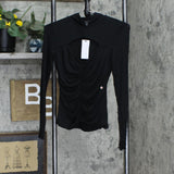 Guess Women's Long Sleeve Cut Out Brienna Top W3rp19kacm0 Jet Black XS