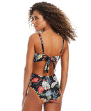 Bar III Womens Swept Away Knot-Front One-Piece Swimsuit MBSA25254 Black Multi S