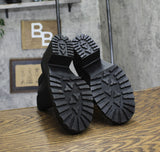 Sun + Stone Womens Morghan Lug Sole Block Heel Booties Black Microsuede 8M