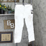 Curations Womens Patch Boyfriend Rolled Cuff Jeans 602648 White 4