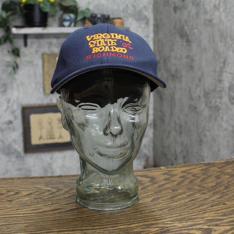 Zkapz Mens Vintage Fitted Virginia State Roadeo 2002 Baseball Hat Navy Blue S/M