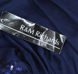 R&m Richards Embroidered Sequin Bodice Gown Dress with Cape Sleeves Navy Blue 12