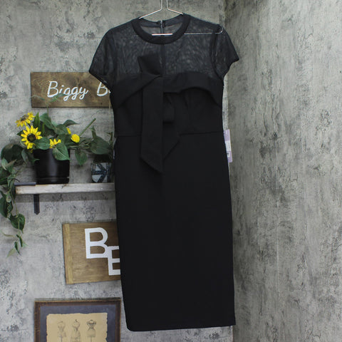 JS Collections Womens Roselle Bow Cocktail Mesh Sheath Dress 86113299 Black 10