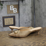 A New Day Womens Faux Suede Slip On Mules Heels Brown 6.5M