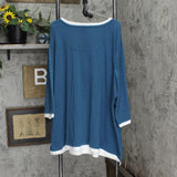 Women Within Womens Knit Long Sleeve Tunic Shirt Top Blue / White 4X