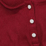 Guess Women's Karlee Jewel-Button Ribbed Henley Top W2YP24KBCO2 Red S