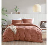 510 Design Porter Soft Wash Pleated 3-Piece Duvet Cover Set Clay Orange Queen
