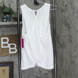 Material Girl Juniors Active Graphic Twist-Back Tank Top White L