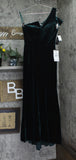 Betsy & Adam Womens One Shoulder Velvet Gown Dress A21575P Hunter Green 6P
