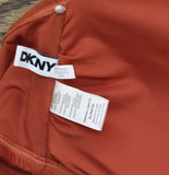 DKNY Womens Shirred U-Wire Bandeau Bikini Top DIMTS403 Sunset Brown Orange XL