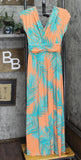 Global Chic By Iman Womens Boho Chic Maxi Dress with Head Wrap Orange Palm S
