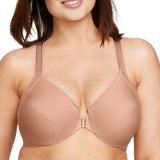 Glamorise Plus Size Front-Closure Smoothing Wonderwire Bra Cappuccino Brown 34C