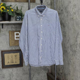 Tommy Hilfiger Mens New York Fit Cotton Dress Shirt Blue / White Stripe XXL
