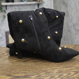 A New Day Studded Faux Suede Mid-Calf Boots with Cone Heel 94568945 Jet Black 9M