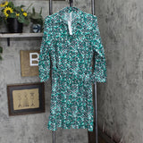 Ny Collection Petite Geometric Printed Long Sleeve Roll Tab Shirtdress Dress