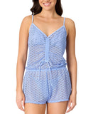 Salt + Cove Crochet Front-Drawstring Romper Cover Up Cornflower Blue XS