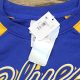 NHL Womens Frayed Bottom St Louis Blues Colorblock Sweatshirt Blue / Gold S