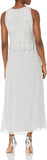 J Kara Petite Beaded Sleeveless Long Dress with Scarf Silver / White  12P