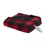 True North Microplush Plaid Heated Electric Throw Blanket Red / Black 50x60